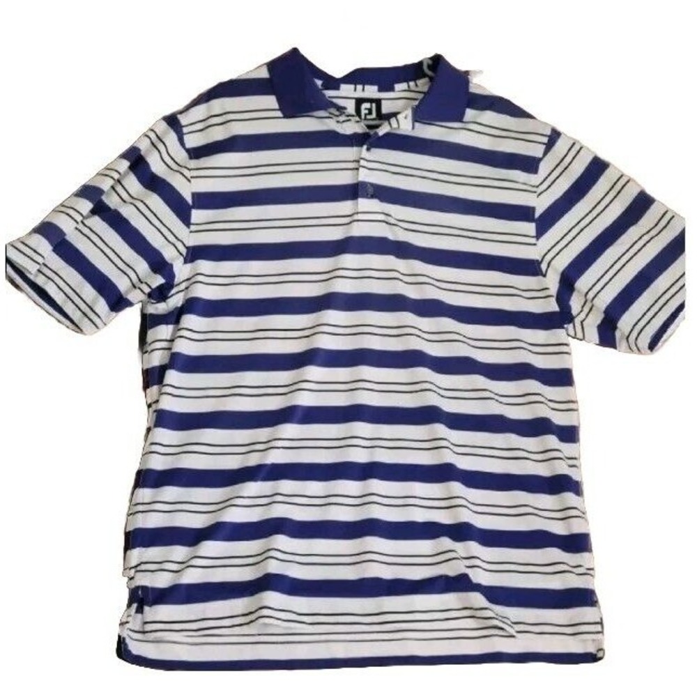 FootJoy Mens Golf Polo Short Sleeve Shirt Size Large Stretch Striped Performance